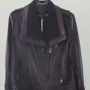 Michael Kors 2XL Black leather moto jacket